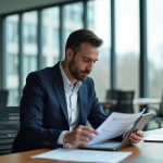 Analyste financier homme en costume à Luxembourg