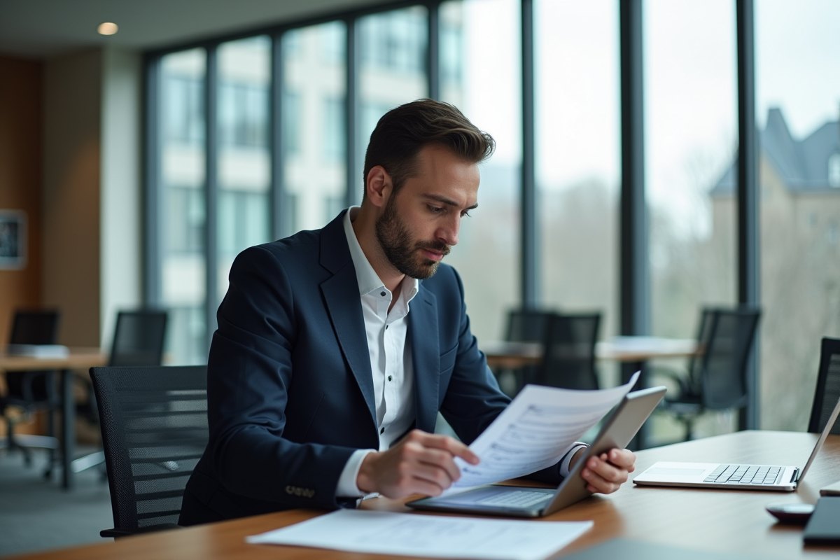 Analyste financier homme en costume à Luxembourg