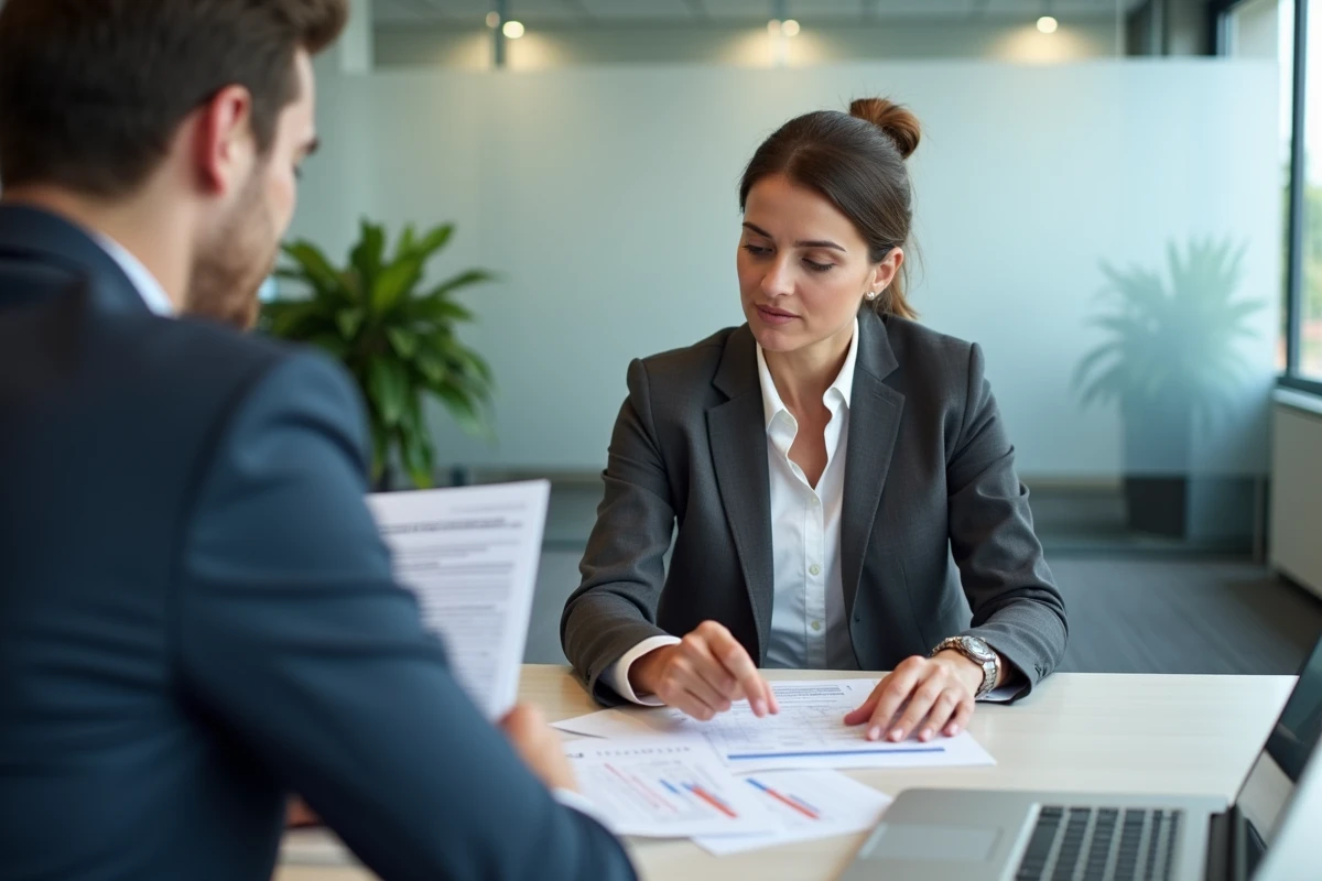 Femme consultant un conseiller fiscal pour contester un plafonnement refusé lié à un formulaire 2041-DPTF-SD