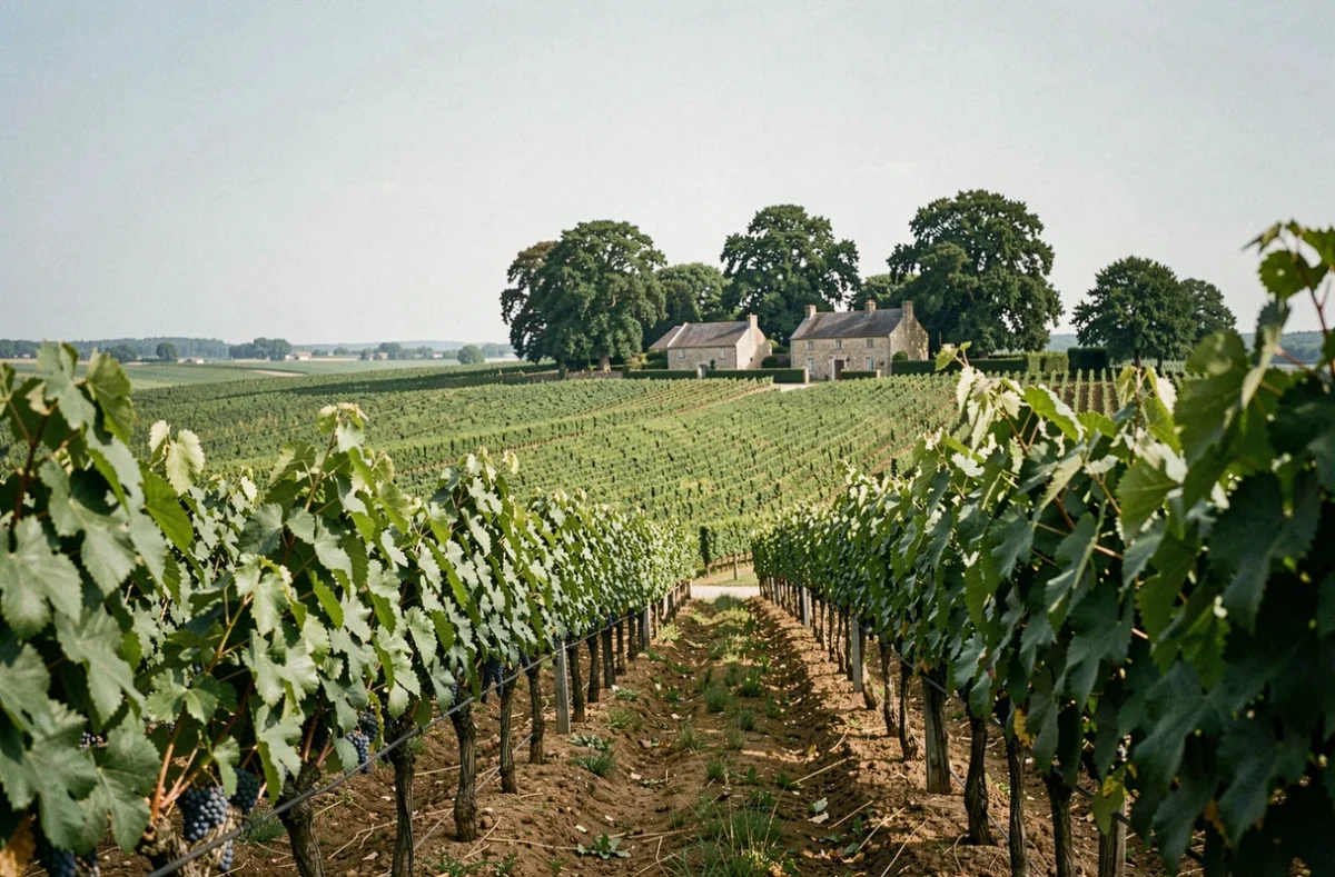 Vignobles et domaine agricole en Vendée représentant les terres et l'empire familial de Philippe de Villiers
