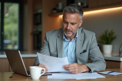 Homme d affaires en réunion dans une cuisine moderne