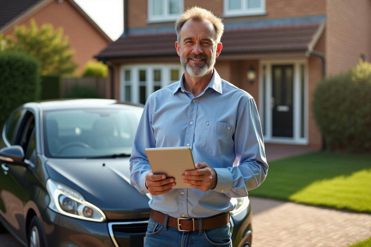 Homme avec tablette d
