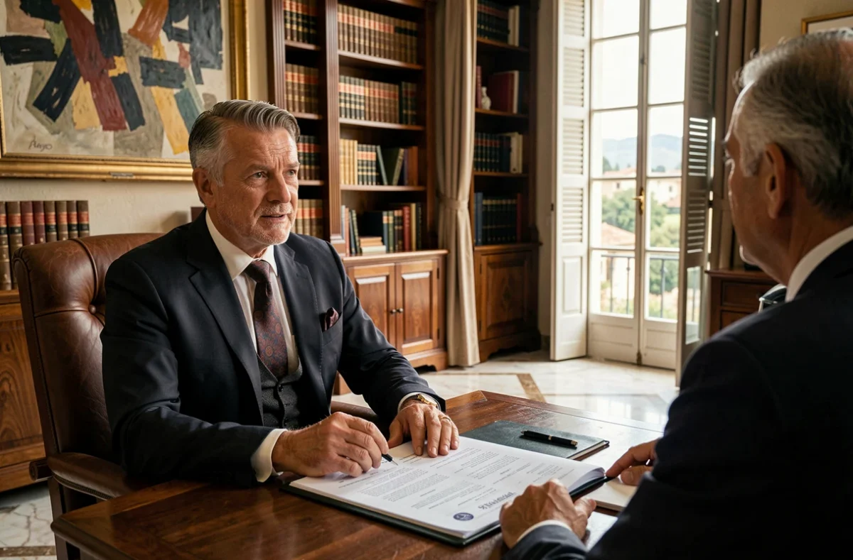 Conseiller en financement et gestion de patrimoine d'IGIP Gestion Privée recevant un dirigeant dans un bureau luxueux à Aix-en-Provence