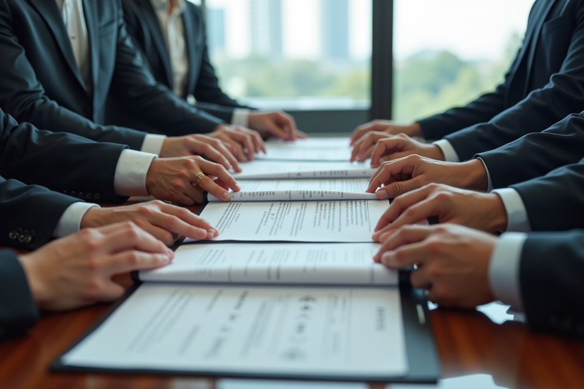 Mains de plusieurs personnes tenant des certificats d