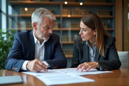 Deux professionnels en réunion d'affaires finance